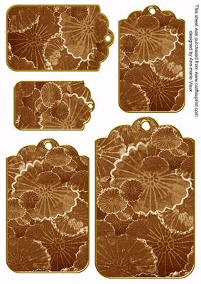 Vintage Tea Oriental Lily Pad Tag Embellishment Sheet