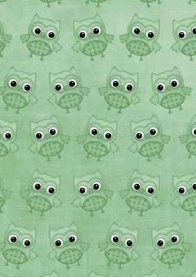 Mid Green Toned Owls A4 Backing Paper