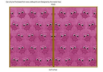 Cerise Toned Owl 7x5 Cut and Fold Card