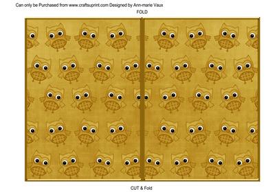 Gold Toned Owl 7x5 Cut and Fold Card
