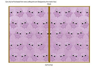Lilac Toned Owl 7x5 Cut and Fold Card