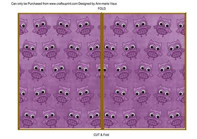 Purple Toned Owl 7x5 Cut and Fold Card