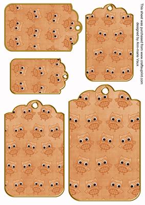 Borange Toned Owl Tag Embellishment Sheet