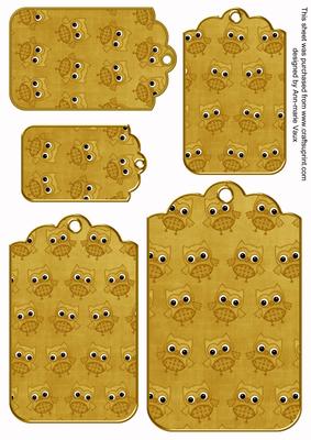 Gold Toned Owl Tag Embellishment Sheet