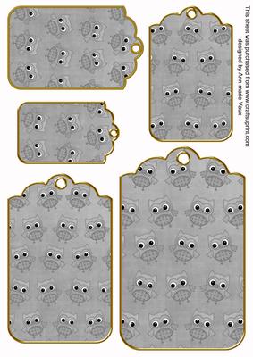 Silver Toned Owl Tag Embellishment Sheet