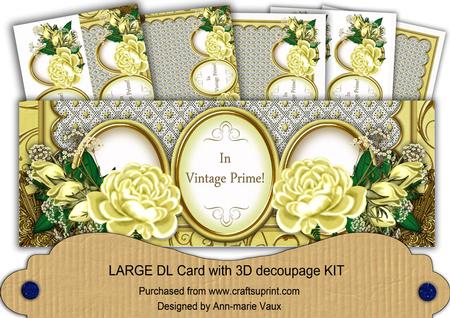 Lemon Rose in Vintage Prime! Large Dl Decoupage Card Kit