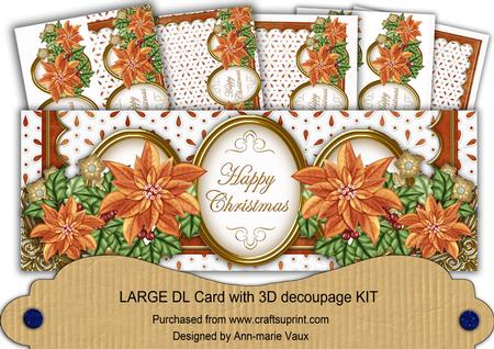 Borange Poinsettia Anglaise Happy Christmas Large Dl Kit