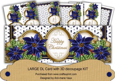 Dblue Poinsettia Anglaise Happy Christmas Large Dl Kit