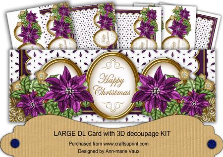 Dpurple Poinsettia Anglaise Happy Christmas Large Dl Kit