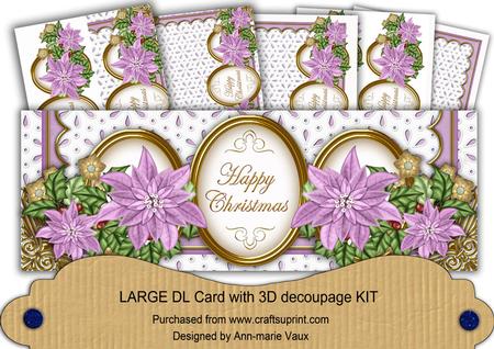 Lilac Poinsettia Anglaise Happy Christmas Large Dl Kit