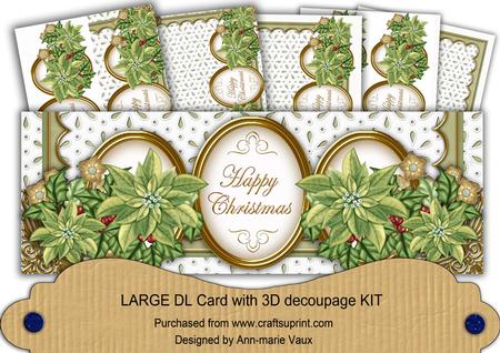 Olive Poinsettia Anglaise Happy Christmas Large Dl Kit