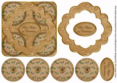 Vtea Holly Christmas Wishes 3D Rosette Decoupage Topper