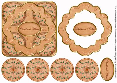 Borange Holly Christmas Wishes 3D Rosette Decoupage Topper