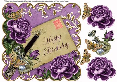 Purple Rose Happy Birthday 8in Scallop Step by Step