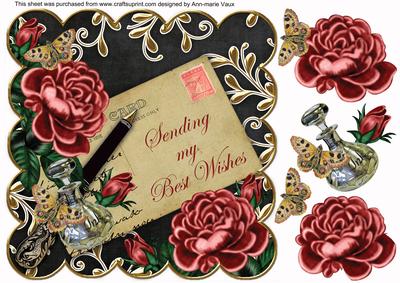 Dpink Roses Black Best Wishes 8in Scallop Step by Step