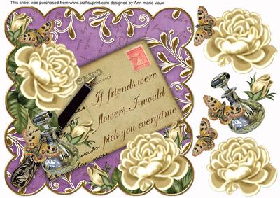 Cream Roses Purple If Friends Were. 8in Scallop Step by Step