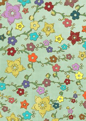 Mint Green All Over Colour Cherry Blossom A4 Backing Paper
