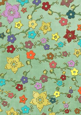Mid Green All Over Colour Cherry Blossom A4 Backing Paper