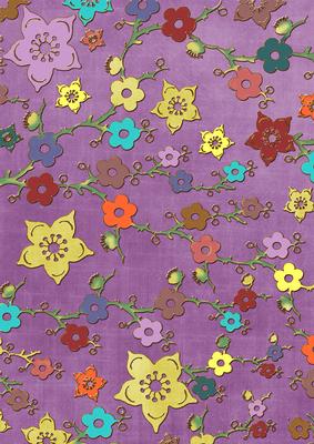 Purple All Over Colour Cherry Blossom A4 Backing Paper