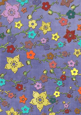 Dark Blue All Over Colour Cherry Blossom A4 Backing Paper