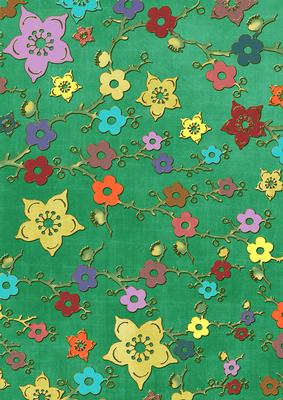 Dark Green All Over Colour Cherry Blossom A4 Backing Paper