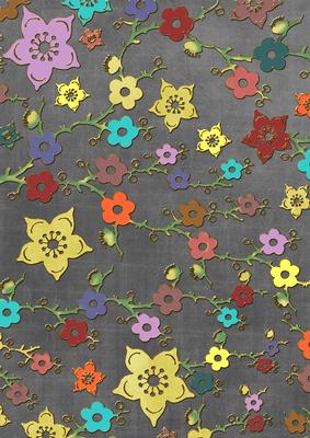 Black All Over Colour Cherry Blossom A4 Backing Paper