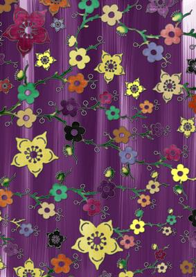 Purple All Over Painted Cherry Blossom A4 Backing Paper