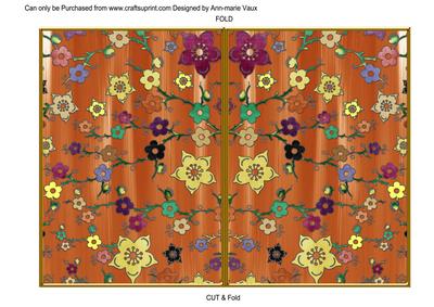 Borange All Over Paint Cherry Blossom 7x5 Cut and Fold Card