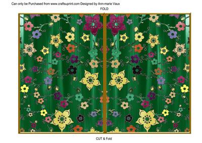 Dgreen All Over Paint Cherry Blossom 7x5 Cut and Fold Card
