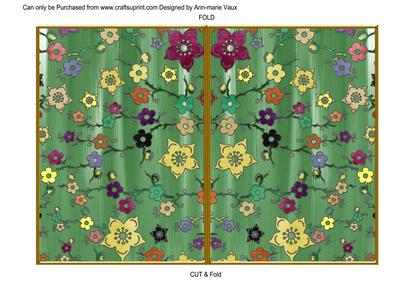 Midgreen All Over Paint Cherry Blossom 7x5 Cut and Fold Card