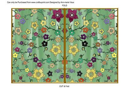 Mint All Over Paint Cherry Blossom 7x5 Cut and Fold Card