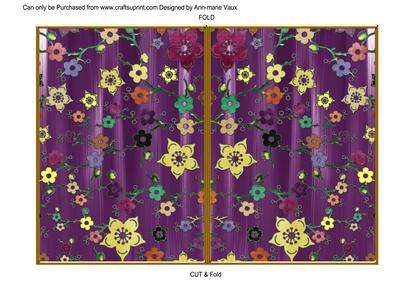 Purple All Over Paint Cherry Blossom 7x5 Cut and Fold Card