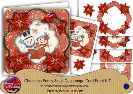Red Singing Snow Couple Fancy 8in Decoupage Cf Kit