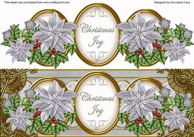 Silver Poinsettia Christmas Joy Large Dl Decoupage Topper