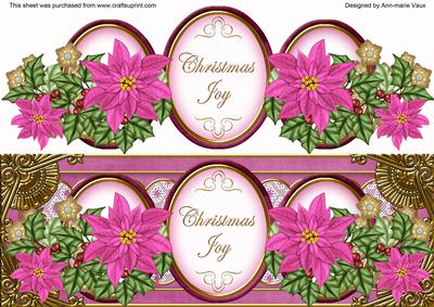 Cerise Poinsettia Christmas Joy Large Dl Decoupage Topper