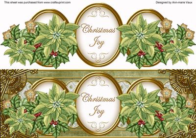 Olive Poinsettia Christmas Joy Large Dl Decoupage Topper