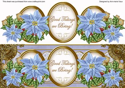 Pale Blue Poinsettia Good Tidings Large Dl Decoupage Topper