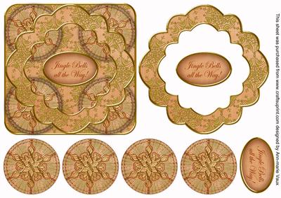 Borange Goldflake Jingle Bells 3D Rosette Decoupage Topper