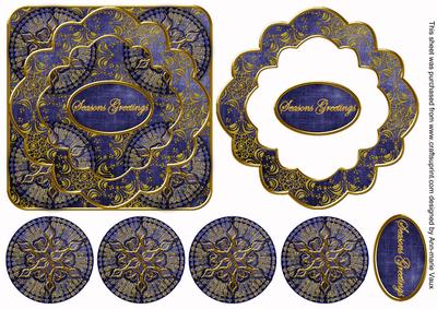 Dblue Goldflake Seasons Greetings 3D Rosette Topper