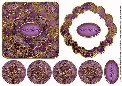 Dpurple Goldflake Seasons Greetings 3D Rosette Topper