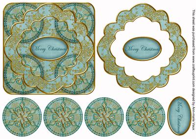 Dteal Goldflake Merry Christmas 3D Rosette Decoupage Topper