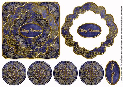 Dblue Goldflake Merry Christmas 3D Rosette Topper