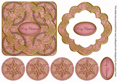 Pink Goldflake Merry Christmas 3D Rosette Topper