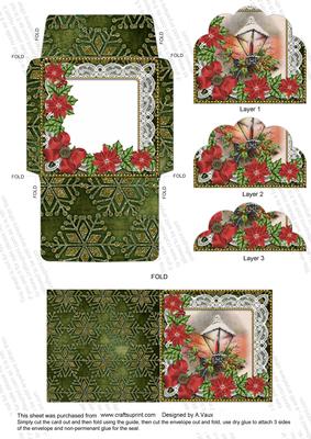 Green Lantern Poin Mini Card Envelope Scallop Bottom Stacker