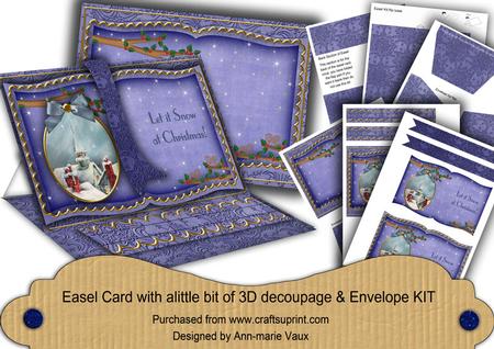 Blue Rooftops Let It Snow Easel Book Card Envelope Kit