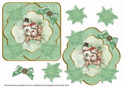 Bambi Trio Green Poin Fancy Decoupage Topper