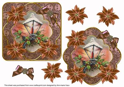 Bronze Lantern Poin Fancy Decoupage Topper
