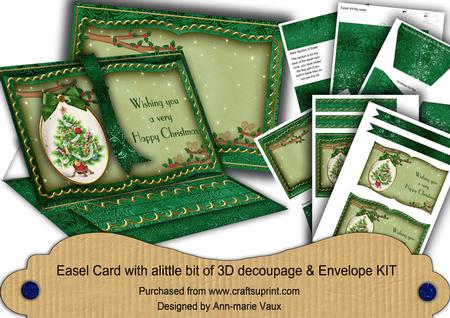 Elegant Green Tree Happy Christmas 3D Easel Book Kit