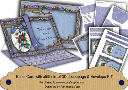 Blue Candy Cane Happy Christmas 3D Easel Book Kit