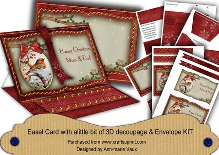 Red Robin Happy Christmas Mum & Dad 3D Easel Book Kit
